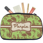 Green & Brown Toile Makeup / Cosmetic Bag - Medium (Personalized)