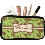 Green & Brown Toile Makeup / Cosmetic Bag (Personalized)