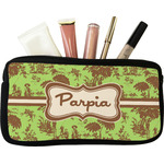 Green & Brown Toile Makeup / Cosmetic Bag - Small (Personalized)