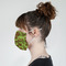 Green & Brown Toile Mask - Side View on Girl