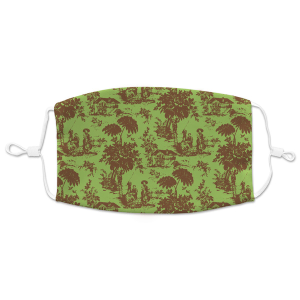 Custom Green & Brown Toile Adult Cloth Face Mask - XLarge