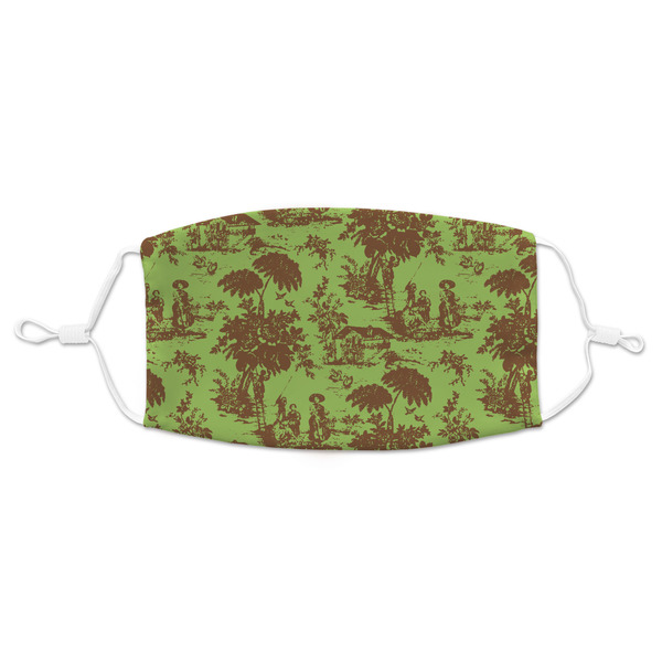 Custom Green & Brown Toile Adult Cloth Face Mask - Standard