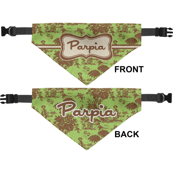 Green & Brown Toile Medium Dog Bandana Approval