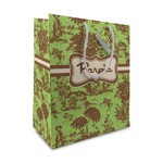 Green & Brown Toile Medium Gift Bag (Personalized)