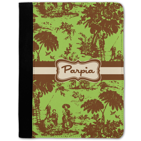 Custom Green & Brown Toile Notebook Padfolio - Medium w/ Name or Text