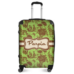 Green & Brown Toile Suitcase - 24" Medium - Checked (Personalized)
