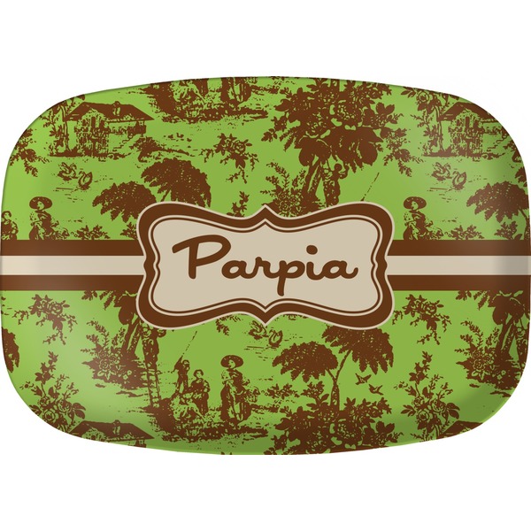 Custom Green & Brown Toile Melamine Platter (Personalized)