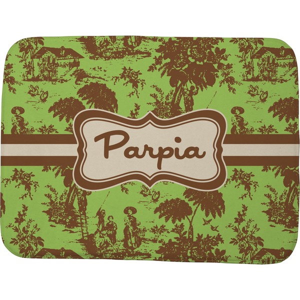 Green & Brown Toile Memory Foam Bath Mat 48 X 36