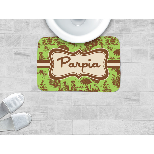 Green & Brown Toile Memory Foam Bath Mat - LIFESTYLE