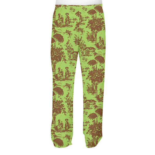 Green & Brown Toile Men's Pjs Back - on model