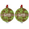 Green & Brown Toile Metal Ball Ornament - Front and Back