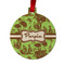 Green & Brown Toile Metal Ball Ornament - Front
