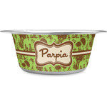 Green & Brown Toile Stainless Steel Dog Bowl - Medium (Personalized)