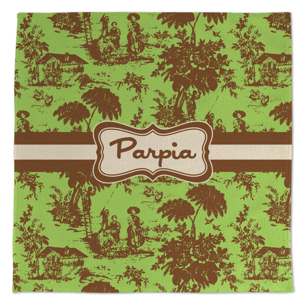 Custom Green & Brown Toile Microfiber Dish Towel (Personalized)