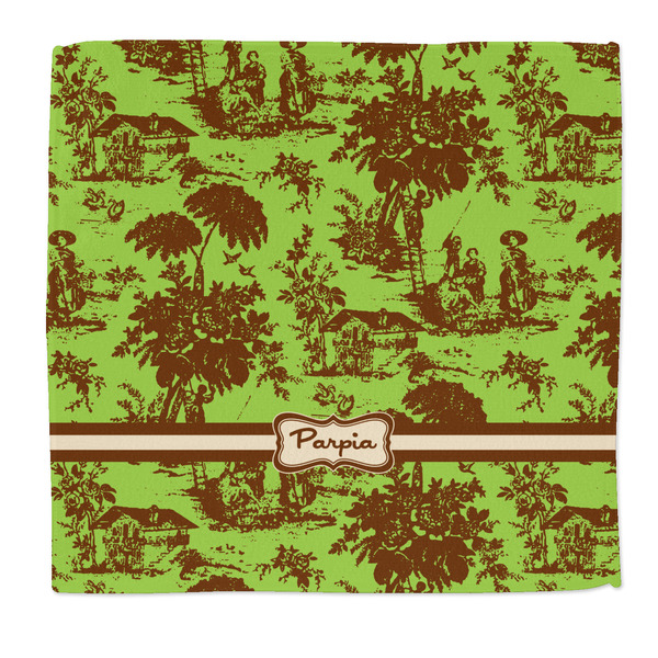Custom Green & Brown Toile Microfiber Dish Rag (Personalized)