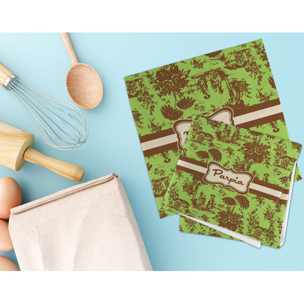 Green & Brown Toile Microfiber Dish Rag - LIFESTYLE