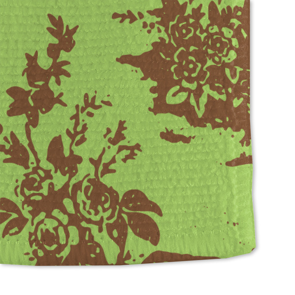 Green & Brown Toile Microfiber Dish Towel - DETAIL