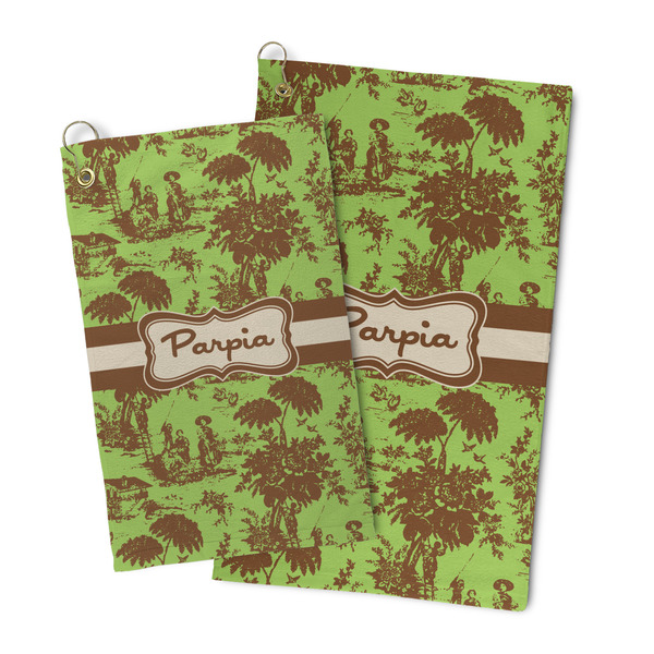 Green & Brown Toile Microfiber Golf Towel - PARENT/MAIN