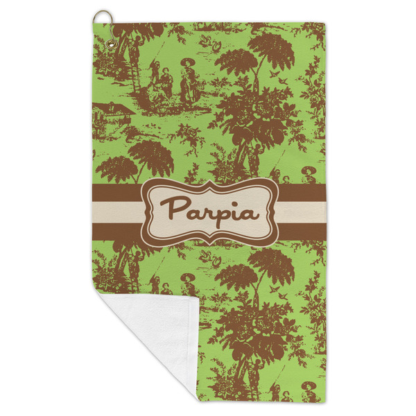 Green & Brown Toile Microfiber Golf Towels - FOLD