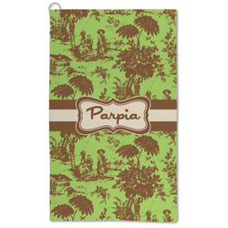 Green & Brown Toile Microfiber Golf Towel - Large (Personalized)