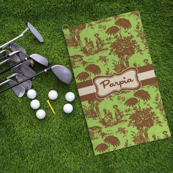 Green & Brown Toile Microfiber Golf Towels - LIFESTYLE