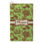 Green & Brown Toile Microfiber Golf Towel - Small (Personalized)