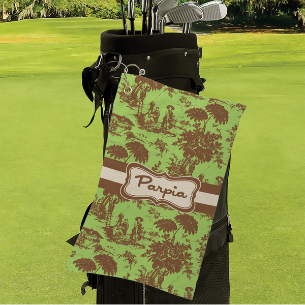 Green & Brown Toile Microfiber Golf Towels - Small - LIFESTYLE