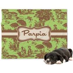Green & Brown Toile Dog Blanket - Large (Personalized)