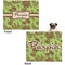 Green & Brown Toile Microfleece Dog Blanket - Large- Front & Back