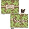 Green & Brown Toile Microfleece Dog Blanket - Regular - Front & Back