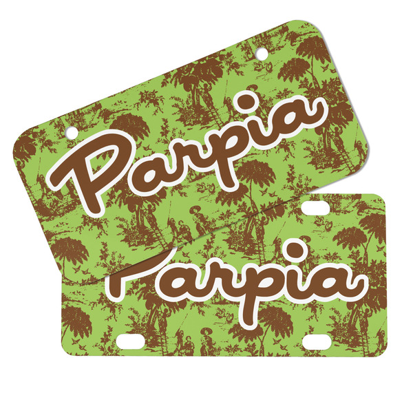 Green & Brown Toile Mini License Plates - MAIN (4 and 2 Holes)