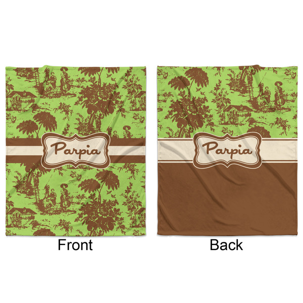 Green & Brown Toile Minky Blanket - 50"x60" - Double Sided - Front & Back