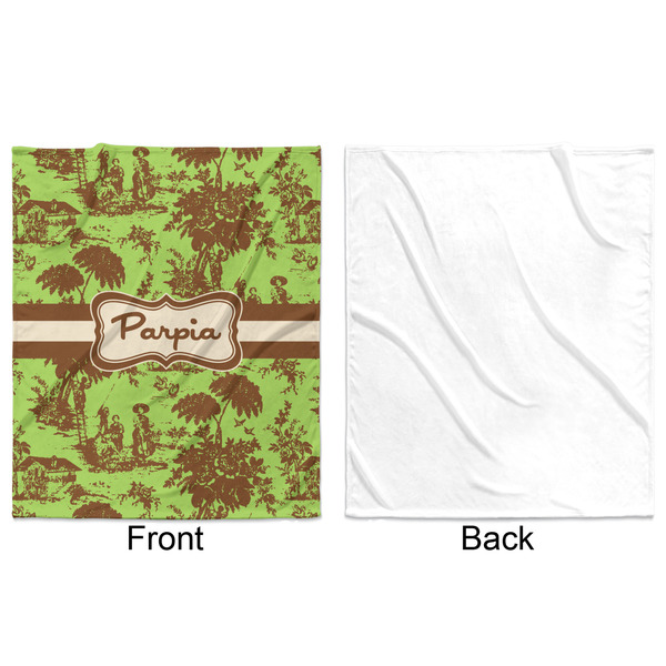 Green & Brown Toile Minky Blanket - 50"x60" - Single Sided - Front & Back