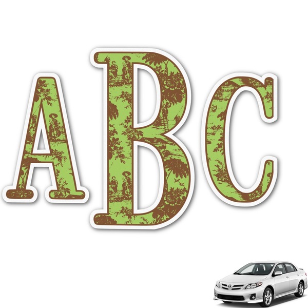 Custom Green & Brown Toile Monogram Car Decal (Personalized)