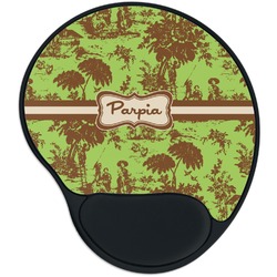 Green & Brown Toile Mouse Pad with Wrist Support