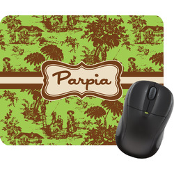 Green & Brown Toile Rectangular Mouse Pad (Personalized)