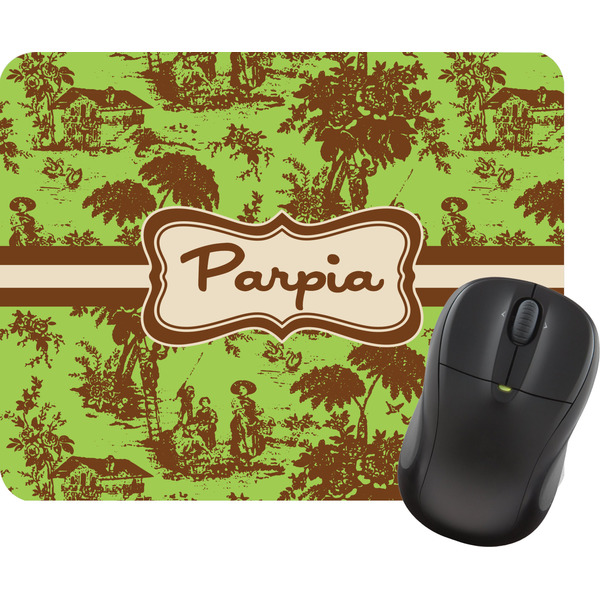 Custom Green & Brown Toile Rectangular Mouse Pad (Personalized)