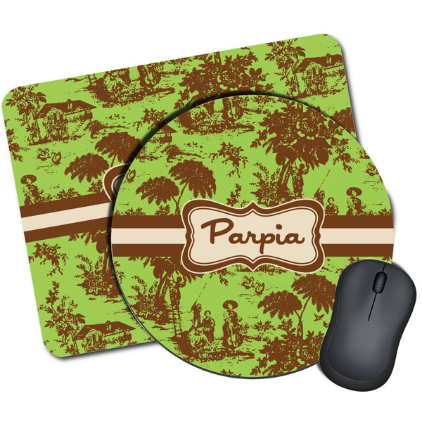 Custom Green & Brown Toile Mouse Pad (Personalized)