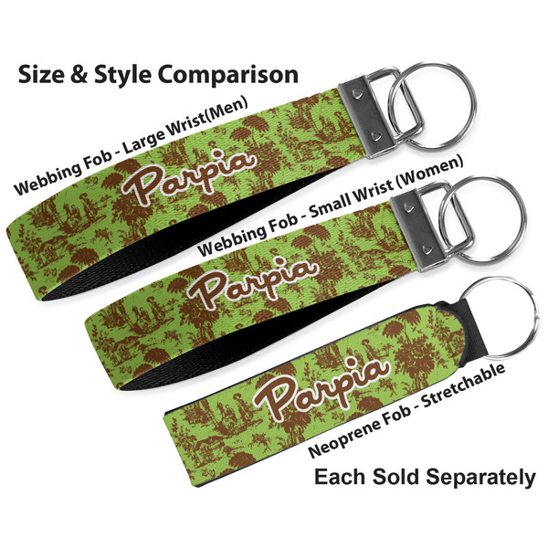 Green & Brown Toile Multiple Key Ring comparison sizes