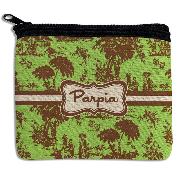 Custom Green & Brown Toile Rectangular Coin Purse (Personalized)
