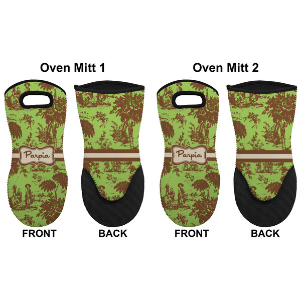 Green & Brown Toile Neoprene Oven Mitt - Set of 2 - Approval