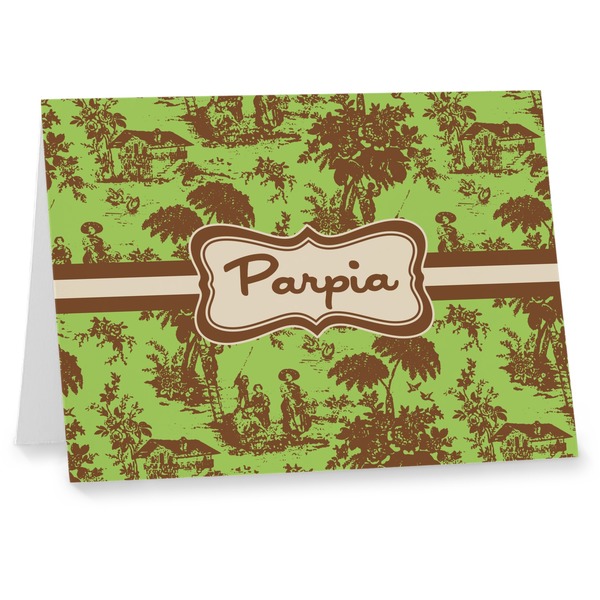 Custom Green & Brown Toile Note cards (Personalized)