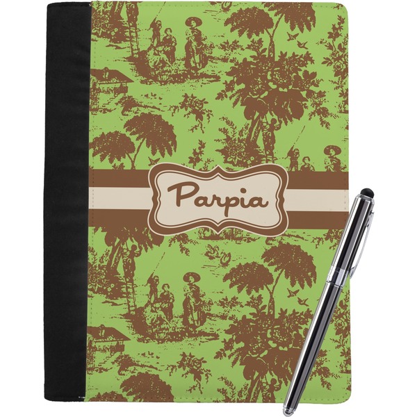 Custom Green & Brown Toile Notebook Padfolio - Large w/ Name or Text