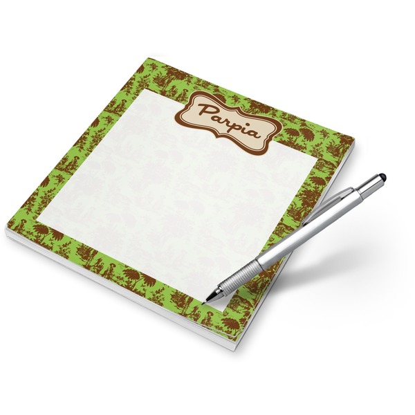 Custom Green & Brown Toile Notepad (Personalized)