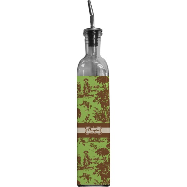 Custom Green & Brown Toile Oil Dispenser Bottle (Personalized)