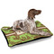 Green & Brown Toile Outdoor Dog Beds - Large - IN CONTEXT