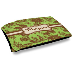 Green & Brown Toile Outdoor Dog Bed - Large (Personalized)