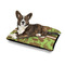 Green & Brown Toile Outdoor Dog Beds - Medium - IN CONTEXT