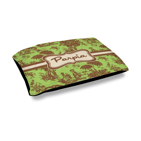 Custom Green & Brown Toile Outdoor Dog Bed - Medium (Personalized)
