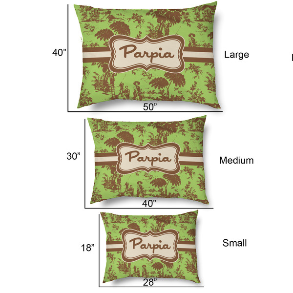 Green & Brown Toile Outdoor Dog Beds - SIZE CHART
